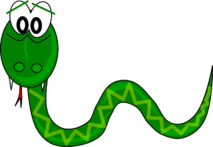 Eine freundlich guckendes gezeichnetes grünes Reptil